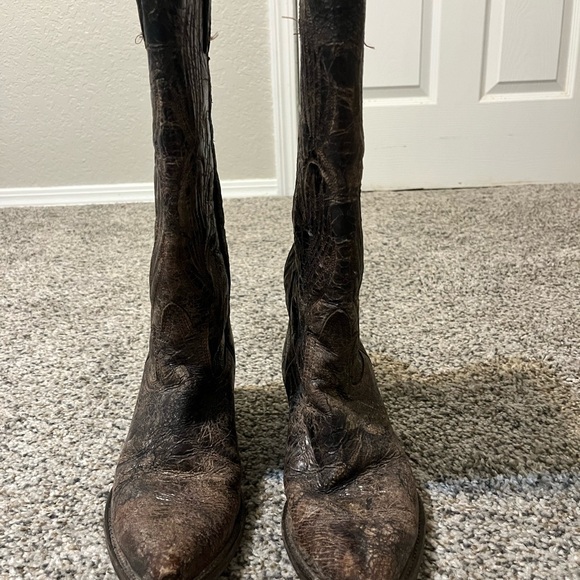 Steve Madden Distressed Leather Cowboy Boots - Picture 2 of 6